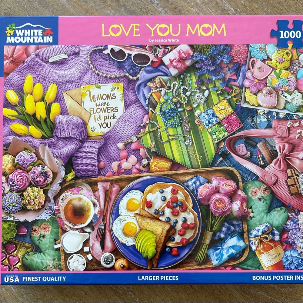 White Mountain 'Love You Mom' Puzzle with Pink and Purple Accents